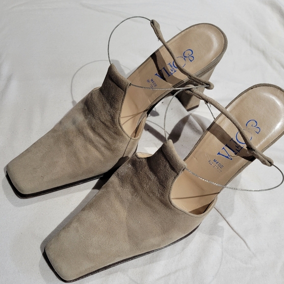 Taupe Beige Suede Wire Ankle Straps. SIZE 4 - Picture 6 of 7